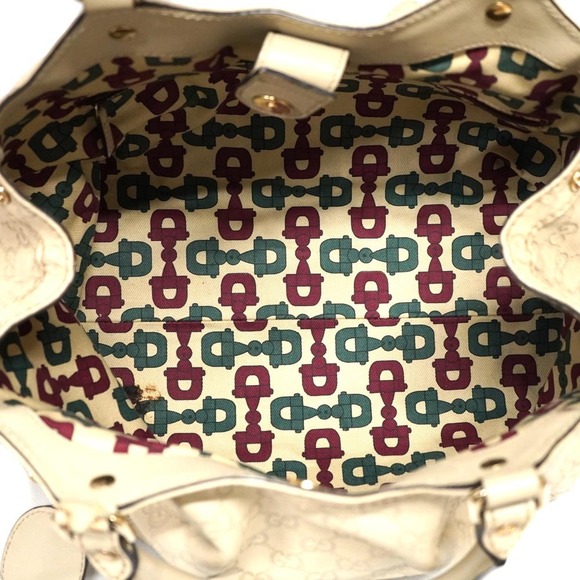 Gucci Sukey Tote Bag Shoulder GG Guccissima Leather Ivory White - Picture 8 of 9